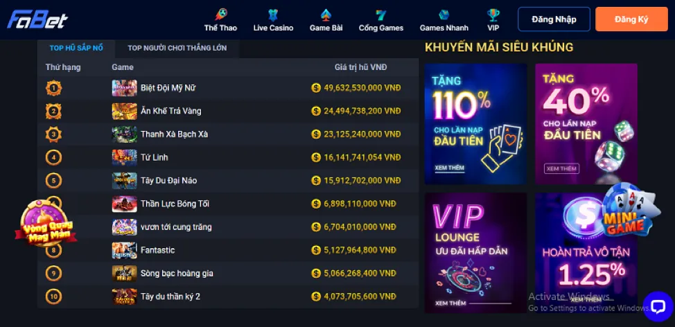 Banner khuyến mãi F188